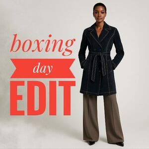 BOXING DAY EDIT Wilsons Leather Navy Suede Double-Breasted Trench XL